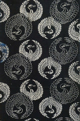 A Length of Katazome Dyed Cotton: Dark and Light Cranes as Roundels