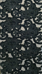 A Length of Large Scale Patterned Katazome Cloth: Deep Toned Peonies