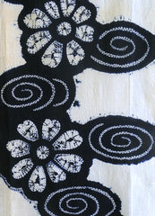 A Length of Indigo Dyed Cotton Shibori: Chrysanthemums and Stream