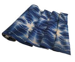 A Length of Twice Dyed Indigo Dyed Cotton: Shibori and Katazome