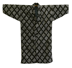 A Cotton Shibori Long Jacket: Repeated Diamond Pattern