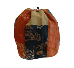 A Small Piece Constructed Silk Drawstring Bag: 19th Century Silks