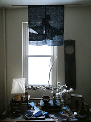 A Densely Patched Two Panel Square of Omi Jofu: Hemp or Ramie Kasuri