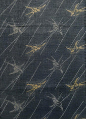 A Length of Faded and Softened Katazome Cotton: Swallows in the Rain