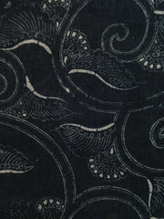A Length of Katazome Dyed Cotton: Large Swirls of Arabesques