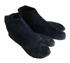 Two Indigo Dyed Rustic Tabi: Sashiko Stitched Reinforcements