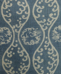 A Length of Light Toned Indigo Katazome Cloth: Hemp or Ramie