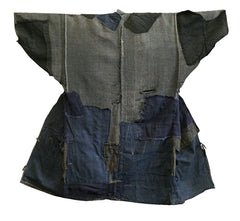 A Tattered, Heavily Patched and Mended Cotton Kimono: Machine and Hand Patching