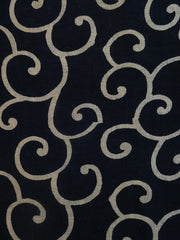 A Length of Indigo Dyed Katazome Cotton: Fractured Karakusa