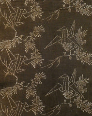 A Length of Brown Toned Katazome: Hand Spun Cotton