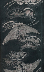 A Length of Katazome Dyed Cotton: Large Scale Cranes and Pine