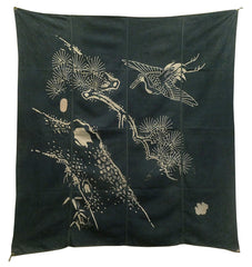 A Sashiko Stitched and Tsutsugaki Dyed Furoshiki: Unusual Pairing of Techniques