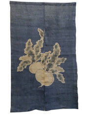 A Hemp Noren: Resist Dyed and Hand Painted Turnips