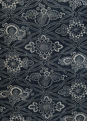 A Length of Indigo Dyed Katazome Cloth: Paulownia and Chrysanthemum