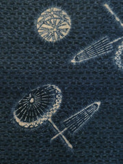 A Length of Stenciled Faux Shibori Cotton: Umbrellas