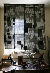 A Beautifully Patterned Boro Futon Cover: Lightweight, Tattered Cotton