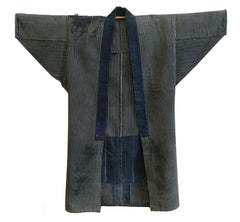 A Long, Well-Worn Work Coat: Weathered, Striped, Heavy Cotton