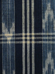 A Length of Hand Woven Indigo Dyed Cotton Cloth: Plaid and Kasuri
