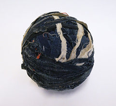 A Ball of Sakiori Yarn: Hand Shredded Cotton