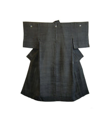 A 19th Century Hemp Edo Komon Kimono: Small Figure Stencil Resist Dyed Kimono