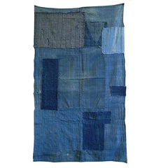 A Fabulous Indigo Dyed Cotton Boro Mat: Finished Edges