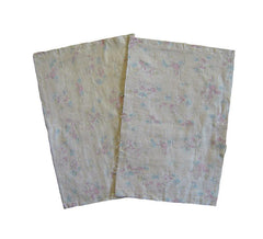 A Pair of Sashiko Stitched Zokin: Printed White Flannel