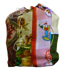 A Brightly Colored Girl's Drawstring Bag: Hand Stitched