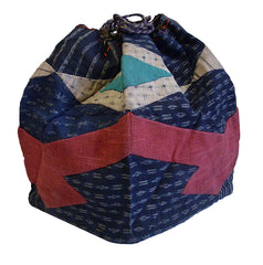 A Pieced Hemp or Ramie Drawstring Bag: Botanical Dyes