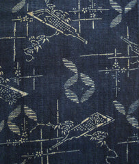 A Length of Katazome Dyed Cotton: Graters and Interlocking Circles