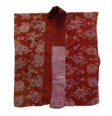 An Itajime Dyed Han Juban: Large Patch of Benibana Shibori