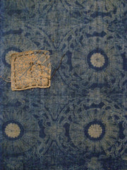 A Length of Beautifully Designed and Dyed Katazome Cotton: Figured Silk Patch