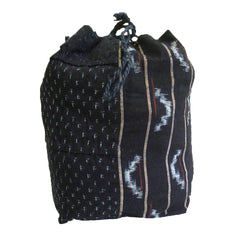 An Indigo Dyed Cotton Drawstring Bag: Komebukuro