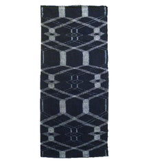 A Length of Indigo Dyed Kasuri Cotton: Complex Design and Hand Woven