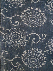 A Length of Katazome Dyed Cotton: Stylized Chrysanthemums