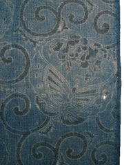 A Length of Indigo Dyed Katazome Boro Cotton: Butterflies and Arabesques