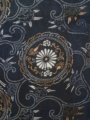 A Length of Indigo Dyed Katazome Cotton: Roundels and Arabesques