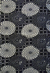 A Length of Indigo Dyed Katazome Cotton: Lattice and Dark and Light Chrysanthemums