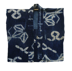 A Magnificent Indigo Dyed Shibori Han Juban: Hand Spun Cotton