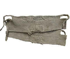 A Pair of Rustic and Tattered Undyed Cotton Heel Guards: Dense Sashiko Stitching