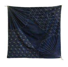 A Beautifully Sashiko Stitched Indigo Dyed Furoshiki: Good Motifs