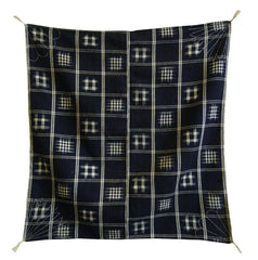 An Indigo Dyed Kasuri Furoshiki: Sashiko Stitched Corners