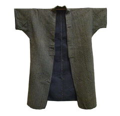 A Short Sleeved Cotton Work Coat: Dense Vertical Rows of Sashiko Stitching
