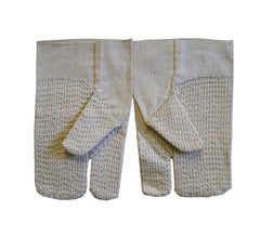 A Pair of Undyed Cotton Sashiko Stitched "Mittens"
