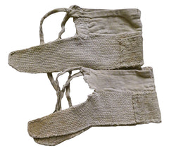 A Pair of Heavily Worn Foot Guards: Densely Sashiko Stitched