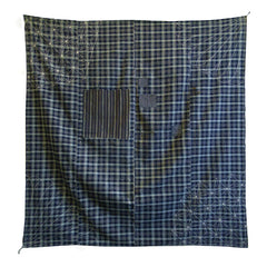 A Superbly Beautiful Sashiko Furoshiki: Plaid Base Cloth and Patches