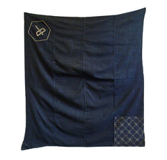 A Large Sashiko Stitched Furoshiki: Two Discreet Areas of Stitching