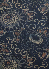 A Length of Katazome Cotton: Crowded Stylized Chrysanthemums