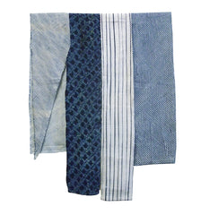 A Set of Four Narrow Shibori Pieces: Different Standard Techniques
