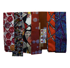 A Set of Seven Narrow Meisen Silk Pieces: Colorful Patterns