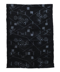 A Fragment of Indigo Dyed Cotton Kasuri: Jagged Design
